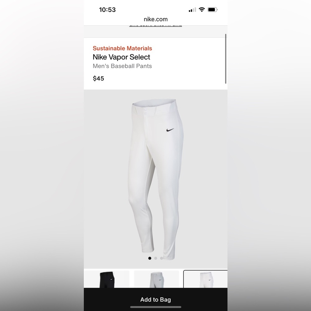 Nike Vapor Select White Pants Adult M